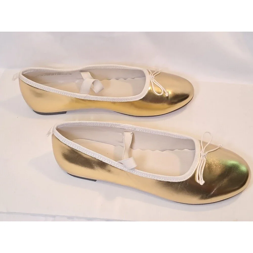J.Crew CrewcutsGirls Strappy Ballet Flats Golden Honey Gold BT667 EUC  Size 5